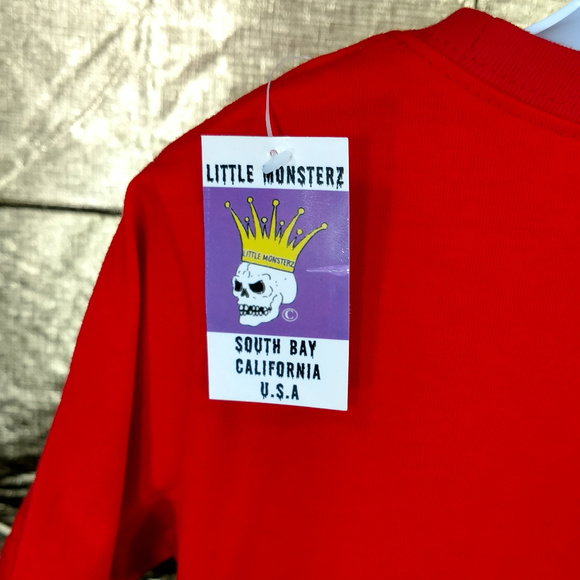 Little Monsters Skull Red Graphic Tee Sz 6 T-Shirt - Picture 5 of 8